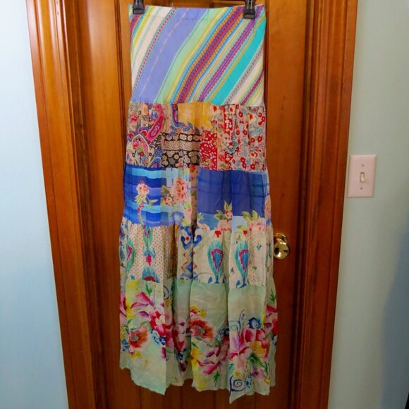 NWT Johnny Was Silk Maxi Skirt Boho Tiered Size XL - Picture 1 of 6